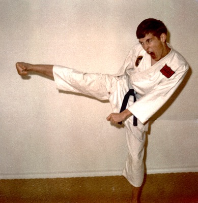 1966, Keith Yates as a blue belt. Note the half dyed belt required of juniors in those days.

