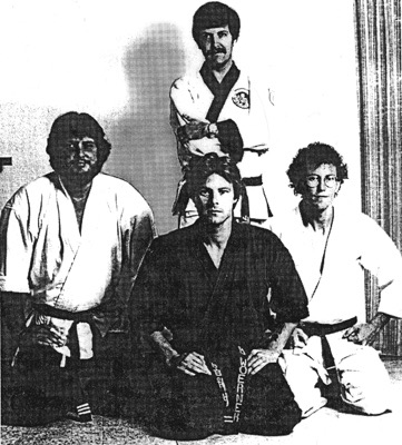  1974, Larry Wheeler, Bob Woerner, Paul Hinkley with Keith Yates behind, at the JoAnn's School of Dance in North Dallas.

